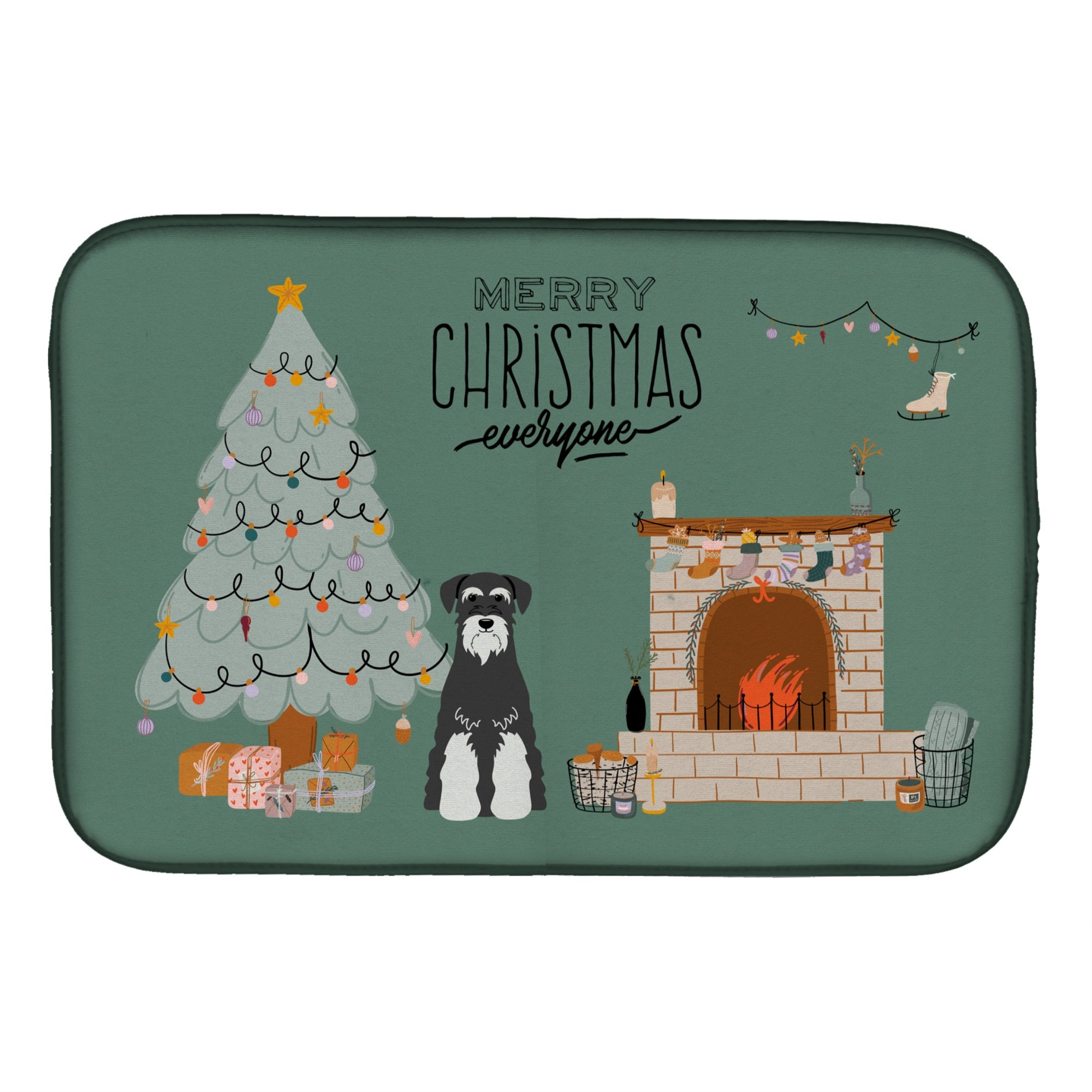 Salt And Pepper Standard Schnauzer Christmas Everyone Dish Drying Mat